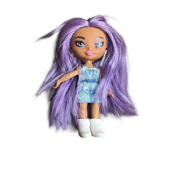 Barbie Extra Minis Doll with Purple Hair White Boots Denim Outfit - Picture 1 of 4